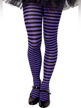 🎃 Way to Celebrate Purple & Black Striped Tights - NEW 3 for $10 🎃